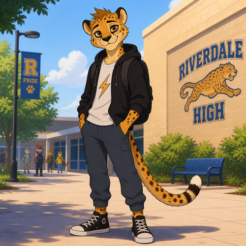 A teenage anthropomorphic cheetah, animated version 