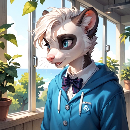A calm and androgynous 18-year-old high school ferret.