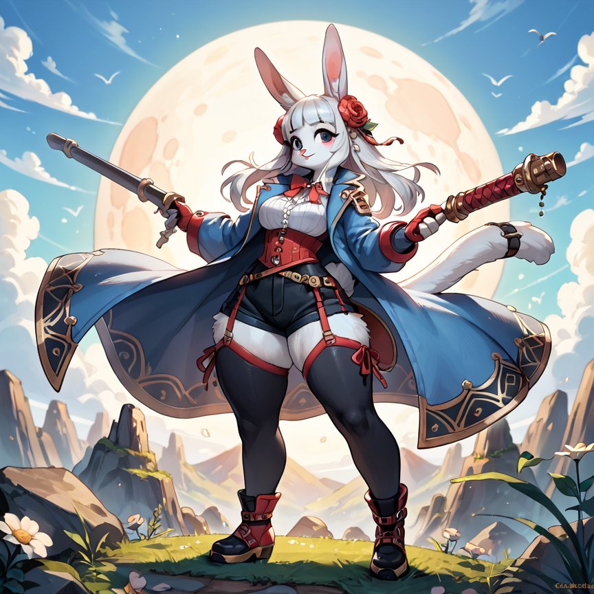 adult female anthropomorphic bunny character. She | furry.ai