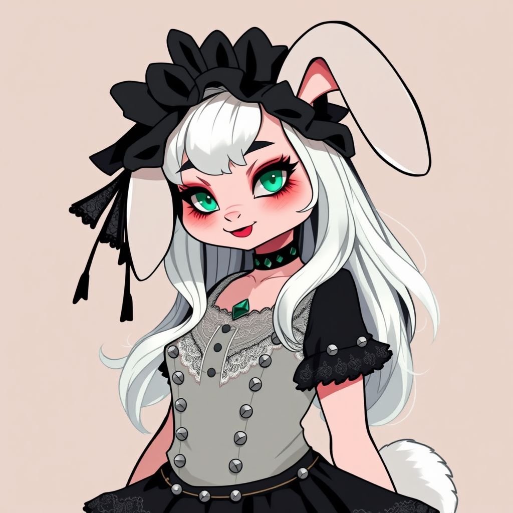 Furry crossdresser, big butt, dress, goth, cute