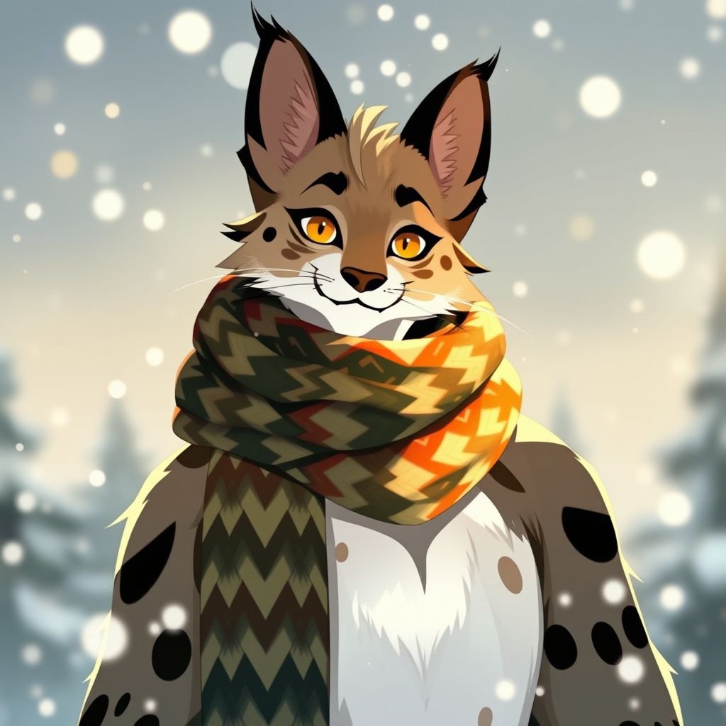 A Male Serval Wearing A Scarf Furry ai