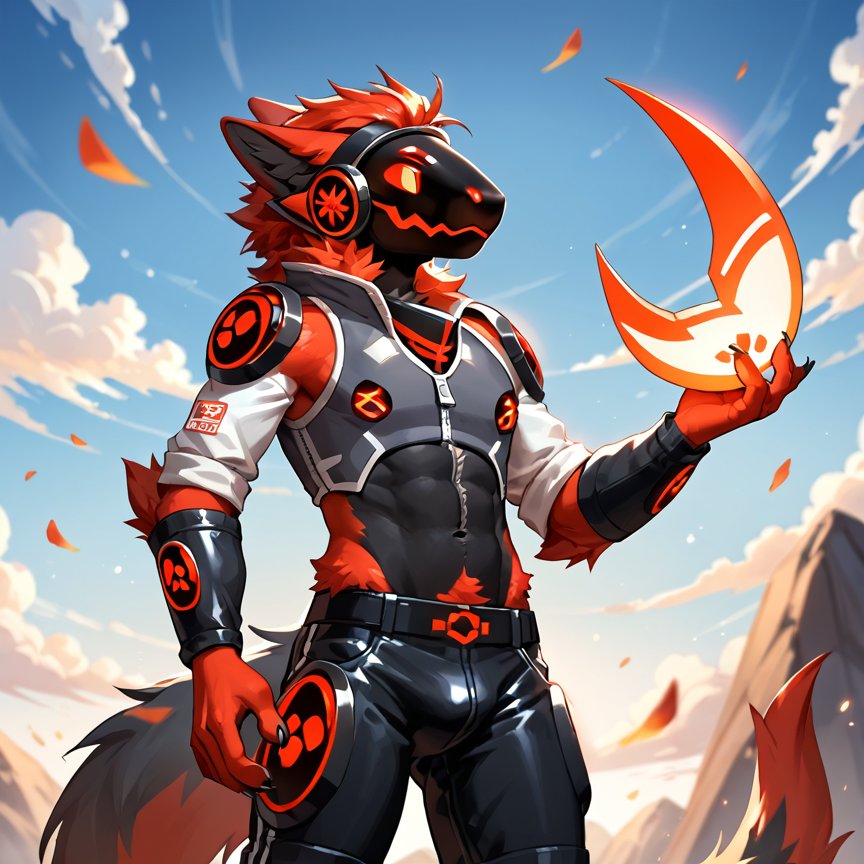 A Male Protogen Glowing Red Wearing Furry ai A Male Protogen Glowing Red Wearing Furry ai