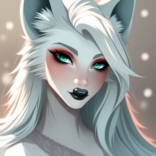 Sexy female, wolf, white fur