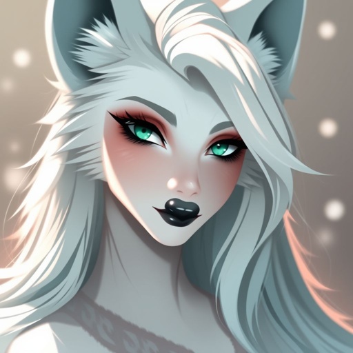 Sexy female, wolf, white fur 