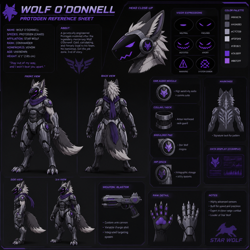 Protogen Wolf O’Donnell reference sheet