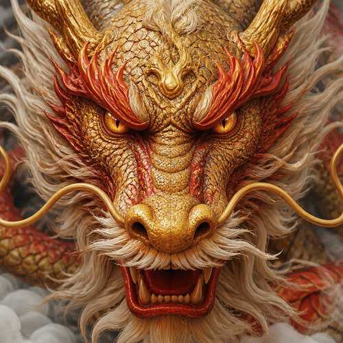 chinese dragon's face close-up.