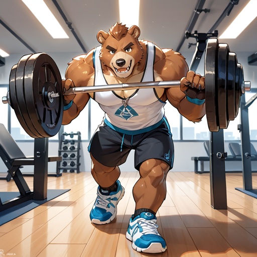 Male bear muscular in a gym