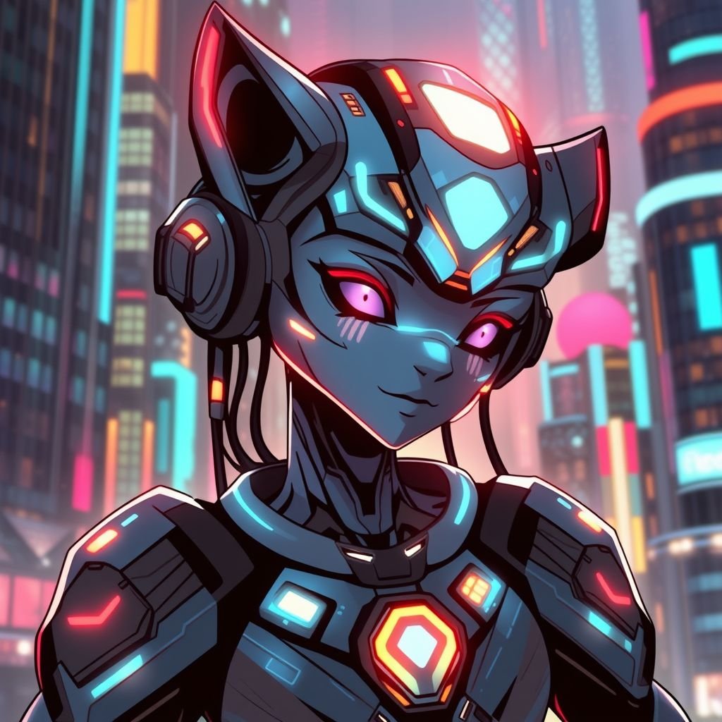 Protogen furry blue robot