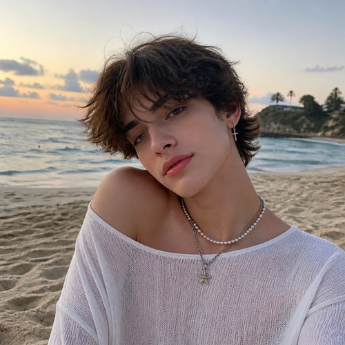 Feminin boy on the beach 