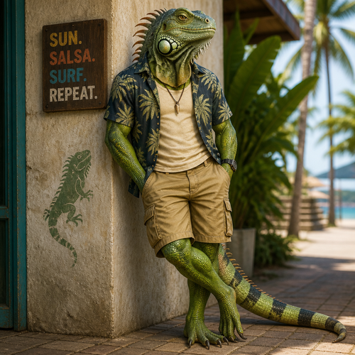 A male anthropomorphic iguana 