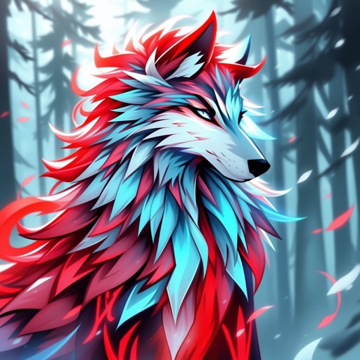 Nom : Kaelir, le Loup des Éléments Espèce : Loup élémentaire Genre : Non défini (fluidité élémentaire – incarne autant la puissance brute du feu que la sagesse calme de la glace) Apparence : • Pelage mi-flamme, mi-glace, fusionnant dans une danse hypnotique de bleus électriques et de rouges ardents. • Un œil d’un bleu glacé perçant, l’autre d’un violet incandescent, témoignant de son lien avec les forces contraires. • Fourrure qui ondule en permanence comme si elle était vivante, vibrante d’énergie élémentaire. • Marques luminescentes sur le visage rappelant des veines d’énergie pure. Personnalité : • Serein, mais redoutable : Kaelir garde un calme implacable, même dans les tempêtes, mais peut libérer une fureur dévastatrice si provoqué. • Protecteur de l’équilibre naturel entre le feu de la passion et le froid de la raison. • Solitaire par nature, mais très loyal envers ceux qui gagnent sa confiance. Pouvoirs : • Manipulation simultanée du feu et de la glace, capable de figer le temps ou d’embraser le ciel. • Capacité à se téléporter en se dissolvant en cendres ou en cristaux de givre. • Sa présence influence la température autour de lui, créant un microclimat bipolaire. Origine : Kaelir serait né d’une ancienne collision entre un volcan et un glacier sacré, incarnation vivante de l’harmonie des contraires.