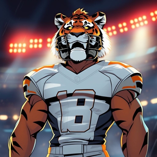 Lean athletic tiger wearing tight athletic clothes that is a quarterback for a collegiate football team yet, questioning his sexuality