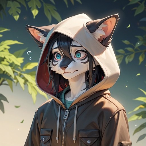 A nervous crow with a hood on. bags under his eyes.