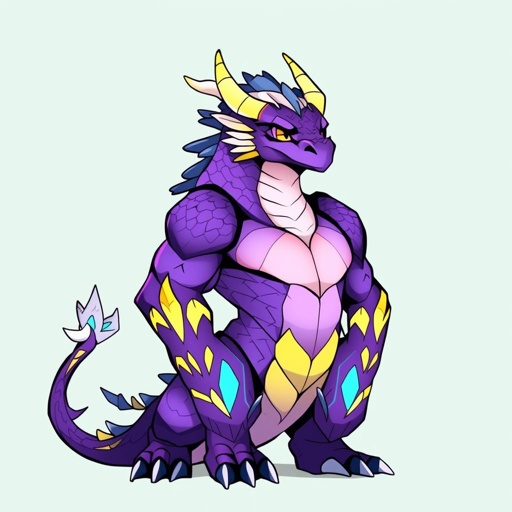 Adult purple dragon yellow and blue markings horns and spikes