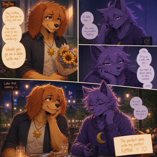 In a anthropomorphic smiling critters universe. DogDay the grownup fluffy doggo has a crush on CatNap (the grown pretty sleepy kitty cat) and asks for on a date. A well-made anime version. Living on an adulthood.