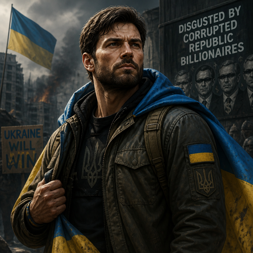 A well-made male character a brave and the stubborn one who supports Ukraine 🇺🇦 from a Russian invasion and disgusting at the corrupted republic billionaires.