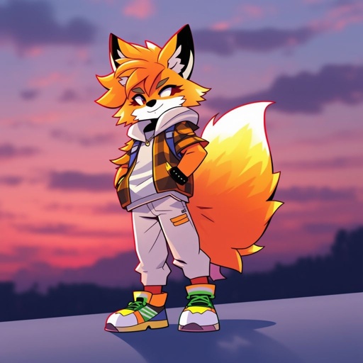 An orange fox back view