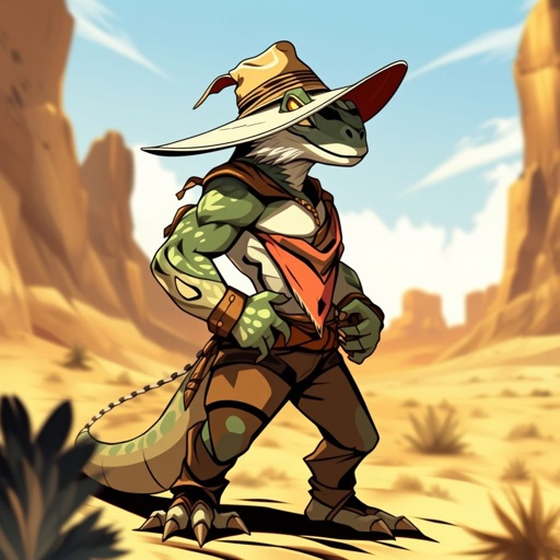 Hot muscular cowboy lizard