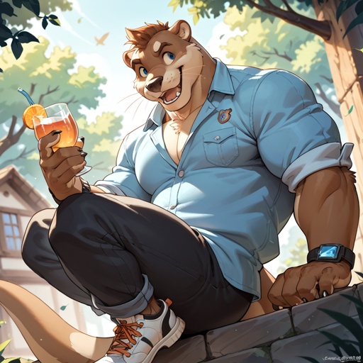 Male Furry otter with a big butt