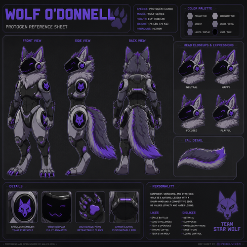 Protogen Wolf O’Donnell reference sheet