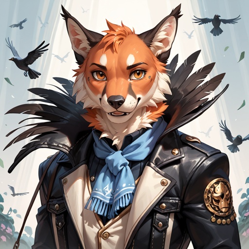 anthromorphic crow furry art