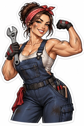 a buffed female mechanic